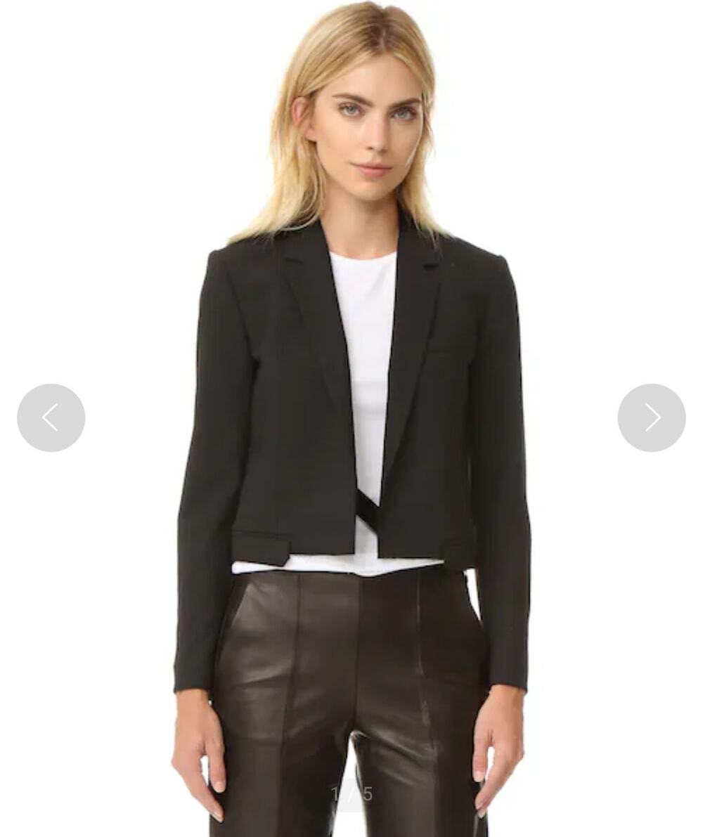 Helmut Lang Cropped Shrunken Wool Blazer Black Size 2 Quiet Luxury Minimalist